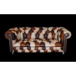 Fine Quality Full Hide ( 3 ) Seater Chesterfield Patchwork Sofa Buttoned Back Seats and Arms,