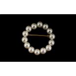 Antique Period - Attractive 9ct Rose Gold and Pearl Set Brooch of Nice Proportions. Marked 9ct. 6.