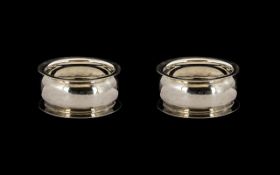 Solid Silver Matching Pair of Napkin Rings, Dated Birmingham 1938, No Monogram. Please See Image.