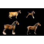 Three Beswick Horse Figures To Include A Large Shire Mare, (Re-Stuck Ear) Model No 818,