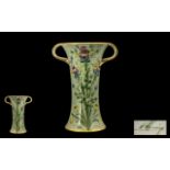 William Moorcroft Signed Macintyre & Co Twin Handle Trumpet Vase,