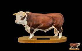 Beswick Hereford Bull On A Wooden Plinth Model No A2542,