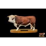 Beswick Hereford Bull On A Wooden Plinth Model No A2542,