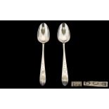 Irish - Fine Pair of 18th Century Silver Serving Spoons From the Irish Silversmith John Pittar.