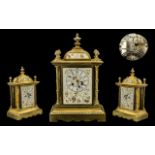 Japy Freres & Cie 19thC French Lacquered Brass Mantel Clock, Of Architectural Form,