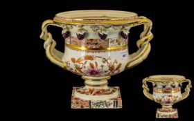 A Large Bloor Derby Type Ice Pail Vase in the manner of the Warwick vase shape - lid missing,