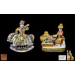 Russian Folk Art Glazed Terracotta Figures Painted In Coloured Enamels Depicting a Russian Family