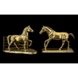 A Fine Vintage Pair of Large & Impressive Handmade Solid Brass Horse Figures (2). Heavy.