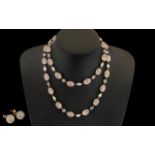 Rose Quartz Carved Bead Necklace With Pearls, 9ct Gold Baubles And Red Gem Spacers,