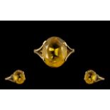 9ct Gold Large Citrine Ring. Fully Hallmarked Large Citrine Stone Ring. Lovely Statement Piece.