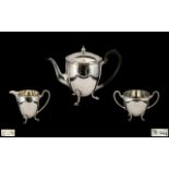 Early 20th Century Superb Sterling Silver Bachelors 3 Piece Tea Service of Wonderful Proportions