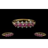 Ladies 9ct Gold - Attractive Pink Sapphire and Diamond Set Dress Ring. Full Hallmark for 9.375.