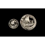 Two Scottish Silver Brooches. Two mid-century brooches of Viking Long Boat design.