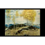 Large Glazed and Framed Coloured Print -Titled ' Autumn In The Mountains ' A. Stokes.