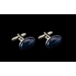 Pair of Oval Lapis Cufflinks - Please See Photo.