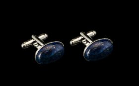 Pair of Oval Lapis Cufflinks - Please See Photo.