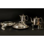 Misc Silver Plated Items, Consisting of 2 Lidded Entree Dishes, 2 Teapots, Sugar Scuttle,