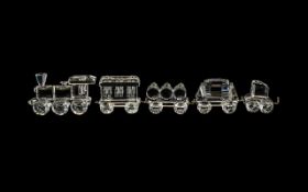 Swarovski - Superb Silver Crystal 5 Piece Train Set ' When we Where Young ' Crystal Locomotion.