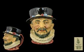 Royal Doulton - Early Hand Painted Large Character Jug ' Beefeater ' D6206. Designer Harry Fenton.