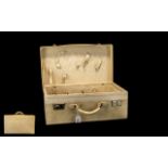 1930's Cream Leather Small Suitcase with chromed locks,