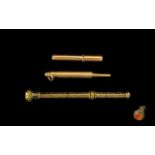 Antique Yellow Metal Propelling Pencil also includes gold plated pencil with amber coloured stone