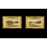 Pair of Watercolour Drawings of River Landscapes signed Alex Gordon, in gilt mounts and frame.
