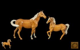 Beswick Horse Figures ( 2 ) ' Swish Tail Horse ' First Version - Palomino.