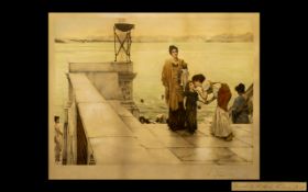 Alma Tadema Hand Coloured Etching of A.