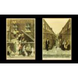 Tom Dodson Pair of Limited Edition Prints ( 1974 ) Street Scenes - Pencil Signed to The Margins by