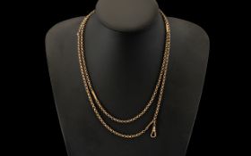 Victorian Gold Muff Chain. Gold pinchbeck muff chain/guard chain. 40" length. Please see images.