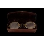 Victorian Yellow Metal Spectacles. 19th Century spectacles in original case. Please see image.