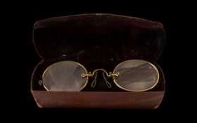 Victorian Yellow Metal Spectacles. 19th Century spectacles in original case. Please see image.