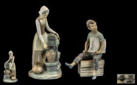 Nao by Lladro - Early Porcelain Figures From the 1980's. Comprises 1/ Girl Filling Her Water Jug