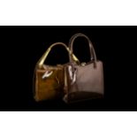 Two Ladies Fashion Leather Handbags with a Gloss Finish, Made by Ackery London.