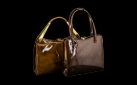 Two Ladies Fashion Leather Handbags with a Gloss Finish, Made by Ackery London.