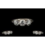 Antique Period - Attractive 3 Stone Diamond Ring - Gallery Setting.