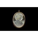 Italian Nice Quality Mother of Pearl Cameo Brooch set in a 9ct gold oval shaped mount. Marked 9ct.