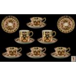 A Set of Royal Crown Derby Cigar Pattern Cups and Saucers. Comprising 4 Coffee Cans and Saucers, 2