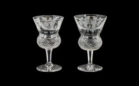 Two Edinburgh Crystal Thistle Sherry Glasses in original box, excellent condition, signed to base.