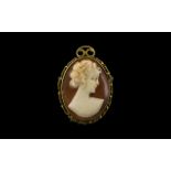 Small 9ct Gold Set Cameo Brooch,