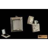 Sterling Silver Hinged Case Petrol Lighter, Marked Sterling 950, with Vacant Cartouche and Chased
