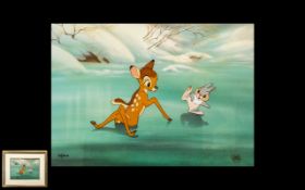 Walt Disney - Rare Animation Art Ltd Edition and Numbered Hand Painted Cel ' Bambi and Thumper '