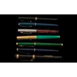 Collection of Fountain Pens, To Include Parker 14ct Nib, Platignum, Sheaffer,