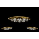 Antique Period Attractive and Well Designed 18ct Gold and Platinum - Raised Pave Set 5 Stone