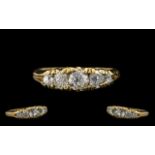 Antique Period - 19th Century Attractive 18ct Gold Gallery Set 5 Stone Diamond Set Ring.