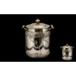 Art Nouveau Superb Quality Sterling Silver Two Handled Lidded Biscuiteer of typical Art Nouveau