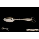 George III Pair of Sterling Silver Salad Servers. Scissor action.