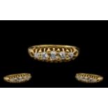 Antique Period 18ct Gold - Good Quality 5 Stone Diamond Set Ring,