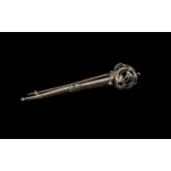 Unusual Antique Silver Basket Hilted Claymore Miniature Sword Brooch with fine fretwork. Circa