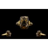 9ct Gold Smoky Topaz Ring. Fully Hallmarked for 9ct, with Large Faceted Topaz. Please See Photo.